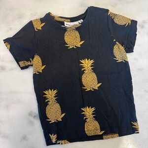 Mini Rodini Kids Pineapple Print Short Sleeve Tee - Black & Yellow
